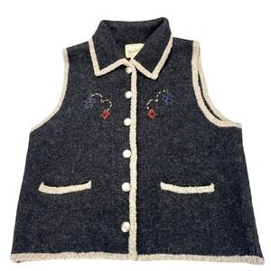 Woolrich Pure Wool Vest Womens M Charcoal‎
